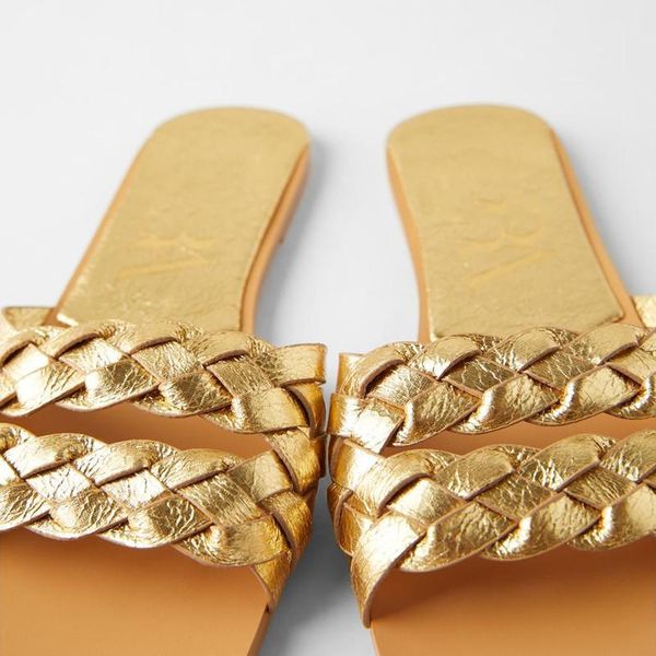 slippers zar dt 2021 women's shoes gold square toe braided metal flat sandals women summer plus size, Black
slippers zar dt 2021 women's shoes gold square toe braided metal flat sandals women summer plus size, Black