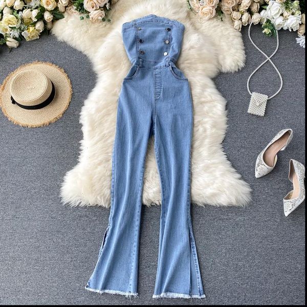 women strapless jumpsuit jeans jumpsuits buttons woman fashion pockets split denim wide leg outfits drop, Black;white
women strapless jumpsuit jeans jumpsuits buttons woman fashion pockets split denim wide leg outfits drop, Black;white