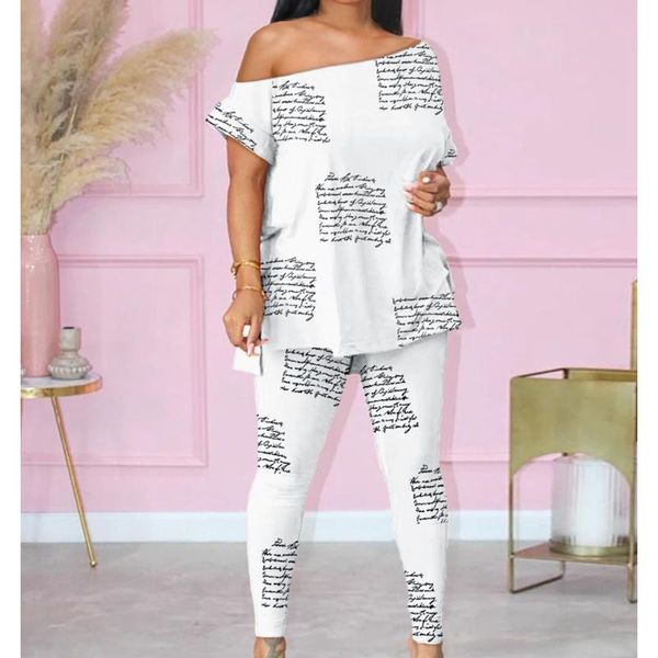 women's two piece pants wepbel tshirt sets letter printing suit women off-the-shoulder pencil 2 outfits, White
women's two piece pants wepbel tshirt sets letter printing suit women off-the-shoulder pencil 2 outfits, White