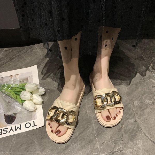 slippers 2021 women metal chain open toe candy colors flat platform casual slide ladies summer beach flip flops, Black
slippers 2021 women metal chain open toe candy colors flat platform casual slide ladies summer beach flip flops, Black
