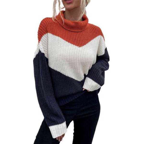 women's winter fashion long-sleeved stitching color pullover knitted turtleneck sweater y1110, White;black
women's winter fashion long-sleeved stitching color pullover knitted turtleneck sweater y1110, White;black