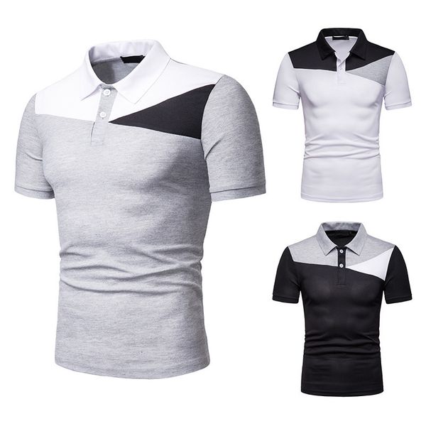 Men's polo short turn down collar color matching shirt that/I size like sliced tops, White;black
Men's polo short turn down collar color matching shirt that/I size like sliced tops, White;black