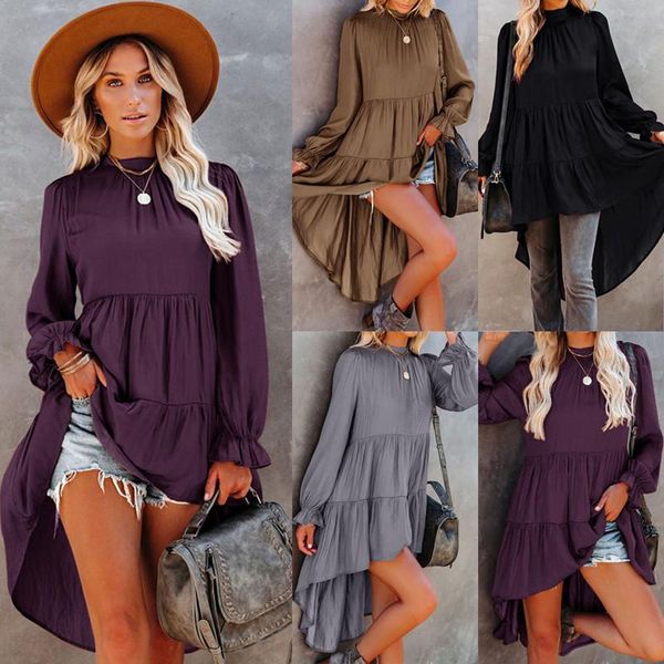 casual dresses autumn blouse loose irregular stitching solid color dress fashion round neck long sleeve pullover shirt femme blusas, Black;gray
casual dresses autumn blouse loose irregular stitching solid color dress fashion round neck long sleeve pullover shirt femme blusas, Black;gray