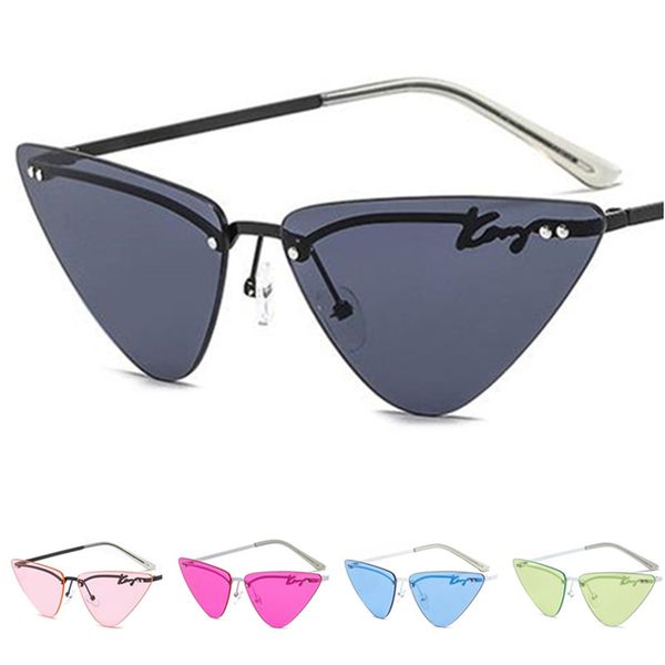 fashion women & men sunglasses rimless sun glasses cat eye eyeglasses anti-uv spectacles retro goggle eyewear a++, White;black