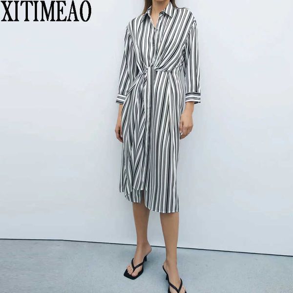 za women dresses spring autumn vintage striped dress casual long sleeve retro lapel leisure skirt with belt 210604, Black;gray
za women dresses spring autumn vintage striped dress casual long sleeve retro lapel leisure skirt with belt 210604, Black;gray