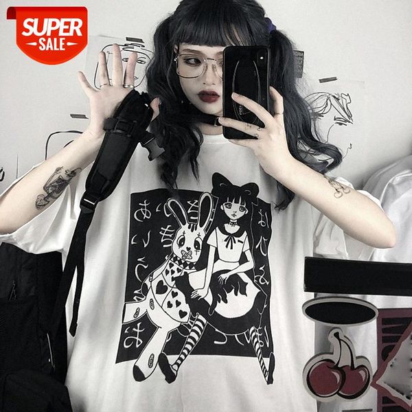 dark japanese printed loose student short-sleeved t-shirt female tide net red harajuku bf wind clothes #xo0f, White 
dark japanese printed loose student short-sleeved t-shirt female tide net red harajuku bf wind clothes #xo0f, White