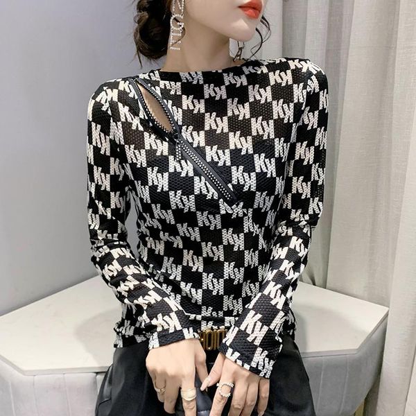 women's t-shirt fall winter clothes t-shirts fashion zipper skinny mesh print women streetwear long sleeve tees 2021 harajuku top, White
women's t-shirt fall winter clothes t-shirts fashion zipper skinny mesh print women streetwear long sleeve tees 2021 harajuku top, White