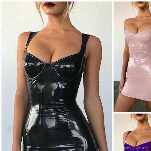 womens dresses women bodycon party dress pu leather vestido high waist sleeveless mini femme v neck strapless gothic, Black;gray
womens dresses women bodycon party dress pu leather vestido high waist sleeveless mini femme v neck strapless gothic, Black;gray