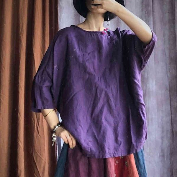 johnature autumn linen casual o-neck vintage three quarter sleeve linen women casual loose purple t-shirts 210521, White
johnature autumn linen casual o-neck vintage three quarter sleeve linen women casual loose purple t-shirts 210521, White