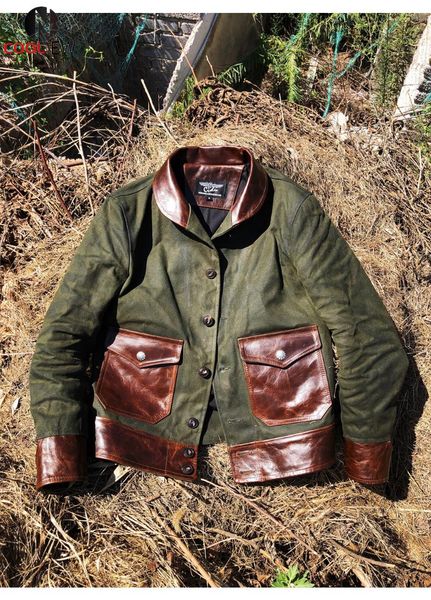 men's leather & faux .vintage style classic casual jacket.men 18oz heavy oil wax canvas coat.quality slim spliced cloth, Black
men's leather & faux .vintage style classic casual jacket.men 18oz heavy oil wax canvas coat.quality slim spliced cloth, Black