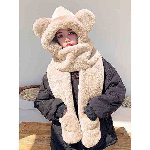 female winter version sweet thickened warm rabbit hair bear scarf gloves one piece plush three set, Blue;gray
female winter version sweet thickened warm rabbit hair bear scarf gloves one piece plush three set, Blue;gray