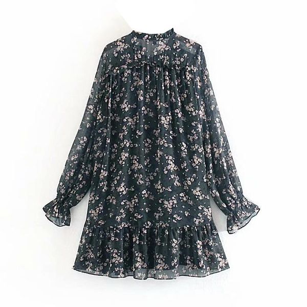 women ruffle bow tie mini floral print chiffon dress vintage long sleeve casual loose pleated ruffles party vestidos dresses, Black;gray
women ruffle bow tie mini floral print chiffon dress vintage long sleeve casual loose pleated ruffles party vestidos dresses, Black;gray