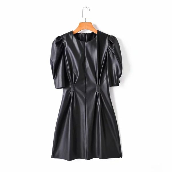 women elegant black leather dress fashion ladies short sleee sun-es party female slim faux girls chic 210427, Black;gray
women elegant black leather dress fashion ladies short sleee sun-es party female slim faux girls chic 210427, Black;gray
