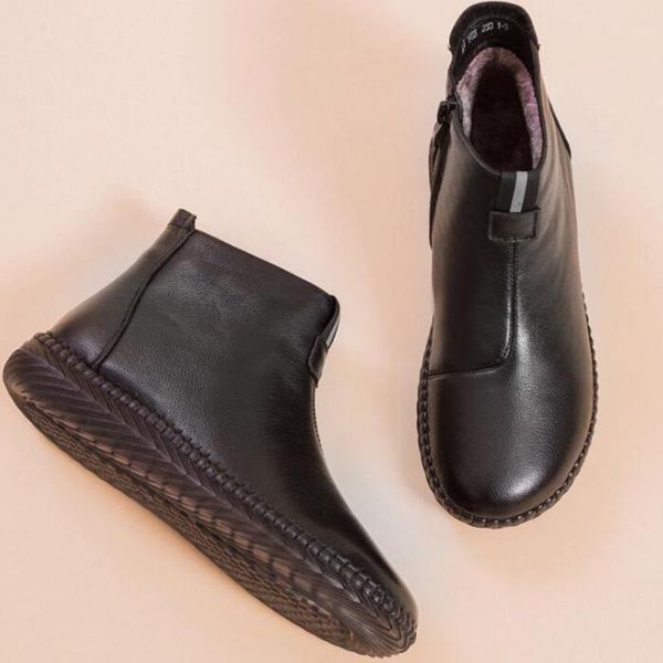 boots winter women genuine leather short autumn soft bottom flat comfortable mom's cotton shoes kl833, Black
boots winter women genuine leather short autumn soft bottom flat comfortable mom's cotton shoes kl833, Black