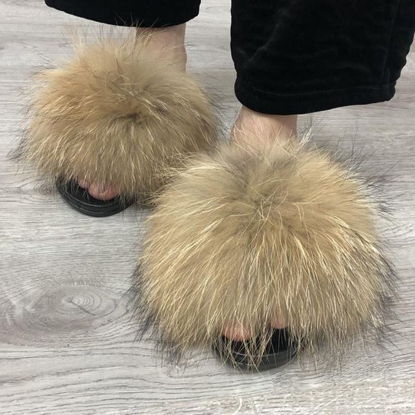 slippers fluffy real raccoon fur slides indoor flip flops casual shoes woman sandals vogue plush, Black
slippers fluffy real raccoon fur slides indoor flip flops casual shoes woman sandals vogue plush, Black