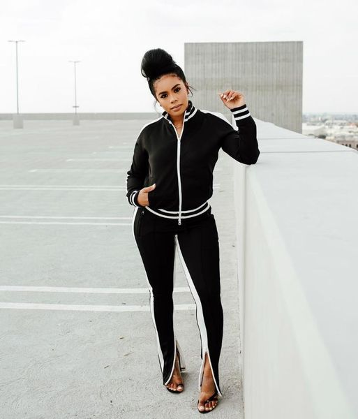 women's two piece pants 2021 spring women outfit off-the-shoulder zipper coat and casual sports two-piece suit, White
women's two piece pants 2021 spring women outfit off-the-shoulder zipper coat and casual sports two-piece suit, White