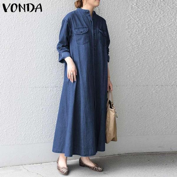 denim sundress women plus sizedress vintage pockets long sleeve solid maxi dress vonda robe vestido holiday casual dresses, Black;gray
denim sundress women plus sizedress vintage pockets long sleeve solid maxi dress vonda robe vestido holiday casual dresses, Black;gray