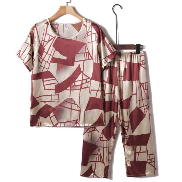 women's sleepwear pajamas women summer pyjamas thin silk suit casual large size two-piece set spring autumn middle aged mother hom, Black;red
women's sleepwear pajamas women summer pyjamas thin silk suit casual large size two-piece set spring autumn middle aged mother hom, Black;red