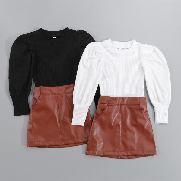 clothing sets 2-7years toddler baby girl 2pcs fall outfits long puff sleeve rib knitting mini leather skirt set, White
clothing sets 2-7years toddler baby girl 2pcs fall outfits long puff sleeve rib knitting mini leather skirt set, White