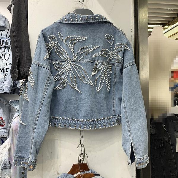 women's jackets 2021 spring jacket girls heavy industry beaded rivet short denim loose jeans lady jean coats streetwear1, Black;brown
women's jackets 2021 spring jacket girls heavy industry beaded rivet short denim loose jeans lady jean coats streetwear1, Black;brown