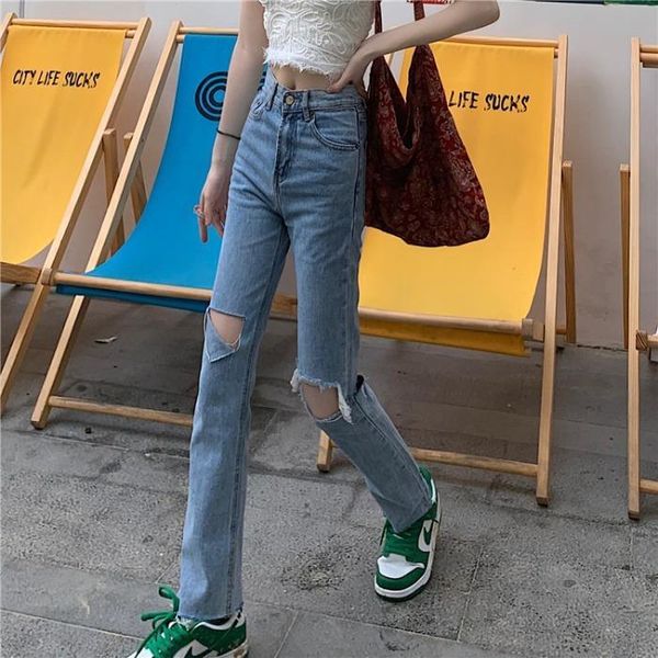 jeans, pierced pants, women's fashion, high waist, thin and versatile, 2021 summer straight slim little leg student jeans, Blue
jeans, pierced pants, women's fashion, high waist, thin and versatile, 2021 summer straight slim little leg student jeans, Blue