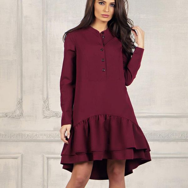 casual dresses vintage ruffled women dress 2021 spring front button a-line long sleeve pure color office elegant ladies, Black;gray
casual dresses vintage ruffled women dress 2021 spring front button a-line long sleeve pure color office elegant ladies, Black;gray