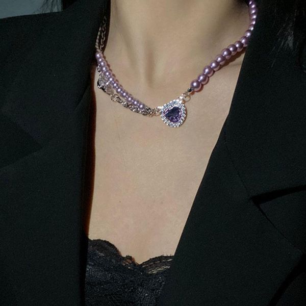 pendant necklaces chuhan 2021 style punk love heart-shaped french purple pearl necklace lady clavicle chain, Silver
pendant necklaces chuhan 2021 style punk love heart-shaped french purple pearl necklace lady clavicle chain, Silver