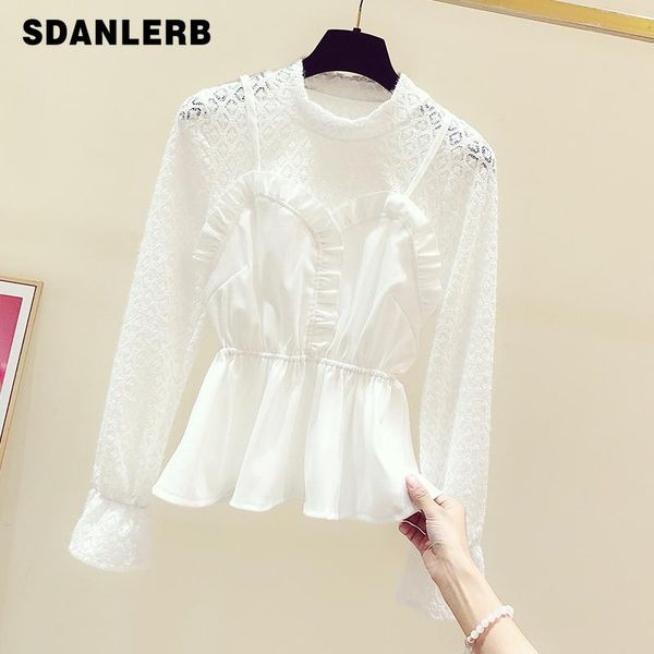 women's blouses & shirts 2021 spring graceful stand collar blusas mujer lace stitching fake two-piece waist slimming long sleeve fashio, White
women's blouses & shirts 2021 spring graceful stand collar blusas mujer lace stitching fake two-piece waist slimming long sleeve fashio, White