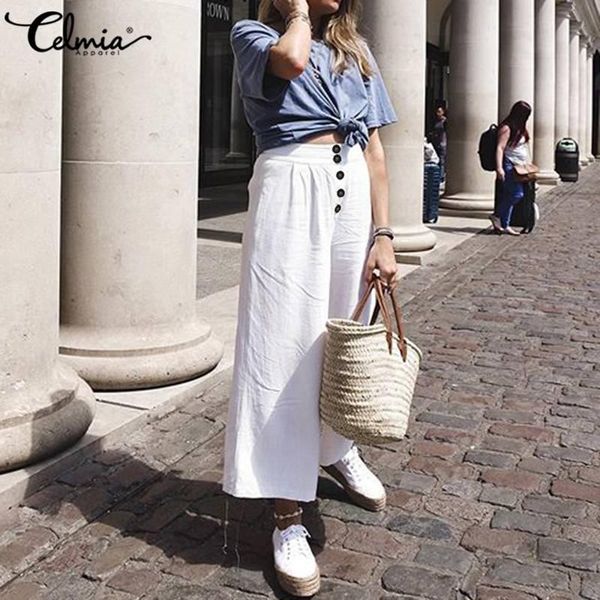 women's pants & capris summer solid long women 2021 cotton linen high elastic wasit wide leg trousers celmia casual pockets bottoms plu, Black;white
women's pants & capris summer solid long women 2021 cotton linen high elastic wasit wide leg trousers celmia casual pockets bottoms plu, Black;white