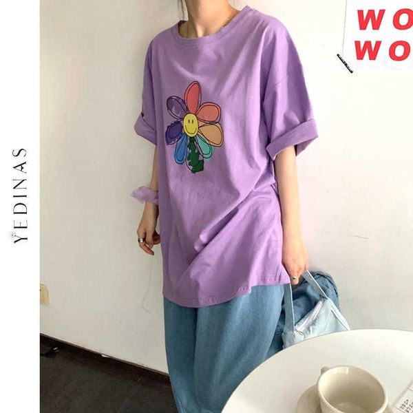 yedinas sunflower print t shirt women summer japanese style t-shirt female aesthetics oversized streetwear tee cotton 210527, White
yedinas sunflower print t shirt women summer japanese style t-shirt female aesthetics oversized streetwear tee cotton 210527, White