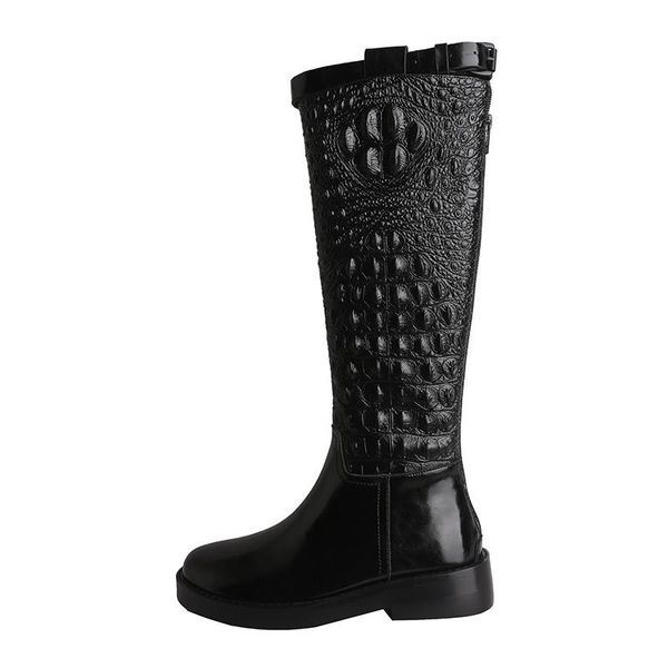 boots winter women knee high buckle round toe fashion crocodile pattern shoes for ladies chunky heels thick platform woman, Black
boots winter women knee high buckle round toe fashion crocodile pattern shoes for ladies chunky heels thick platform woman, Black