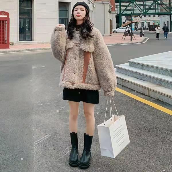 women's fur & faux women 2021 autumn winter loose thick warm coats female imitation lamb jackets ladies long sleeve casual overcoats p6, Black
women's fur & faux women 2021 autumn winter loose thick warm coats female imitation lamb jackets ladies long sleeve casual overcoats p6, Black