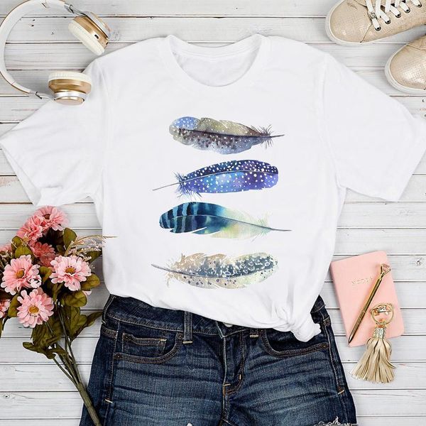 women's t-shirt t-shirts women feather ladies printing trend cute summer spring 90s tshirt lady stylish print clothes tee, White
women's t-shirt t-shirts women feather ladies printing trend cute summer spring 90s tshirt lady stylish print clothes tee, White