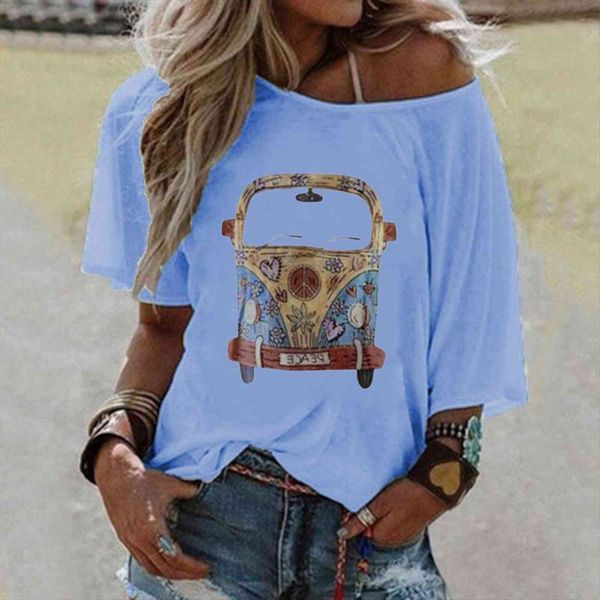 plus size one shoulder womens shirt cartoon car tee summer loose blusas mujer de moda, White
plus size one shoulder womens shirt cartoon car tee summer loose blusas mujer de moda, White