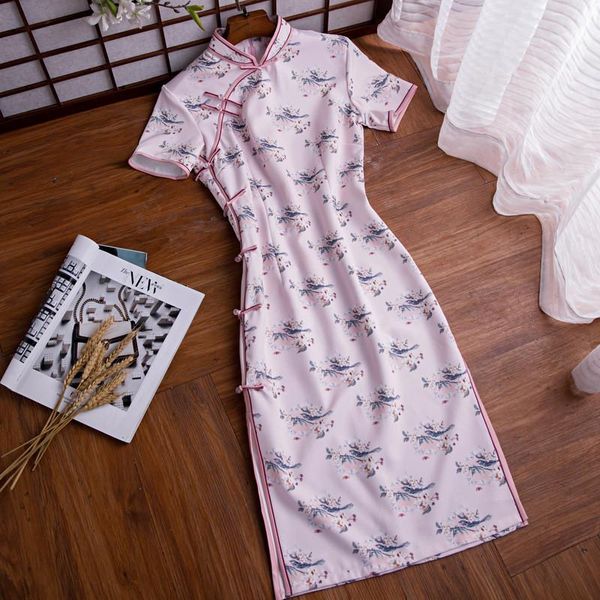 ethnic clothing elegant mandarin collar flower printed cheongsam chinese female short sleeve satin qipao evening party gown vestidos, Red
ethnic clothing elegant mandarin collar flower printed cheongsam chinese female short sleeve satin qipao evening party gown vestidos, Red