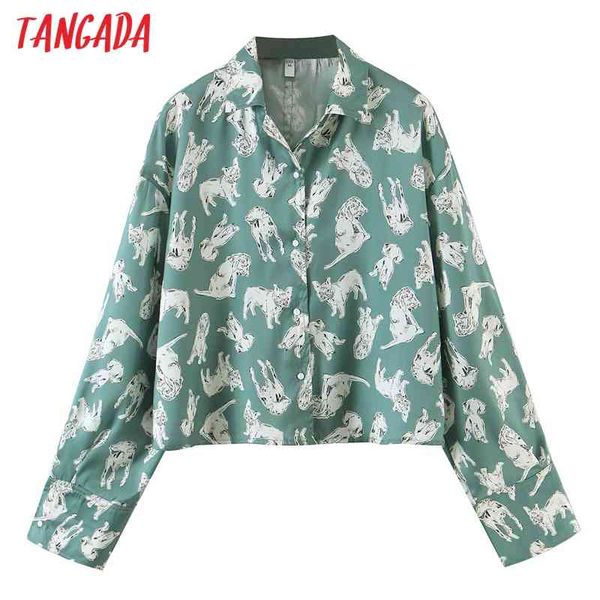 women green animal print short blouse long sleeve chic female casual loose shirt blusas femininas sl165 210416, White
women green animal print short blouse long sleeve chic female casual loose shirt blusas femininas sl165 210416, White