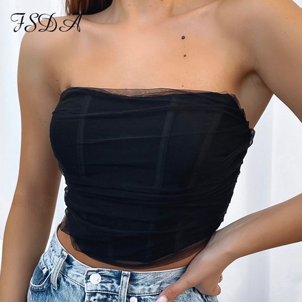 2021 summer mesh tube corset crop women black strapless backless y2k white casual party bustier tank, Black;white
2021 summer mesh tube corset crop women black strapless backless y2k white casual party bustier tank, Black;white