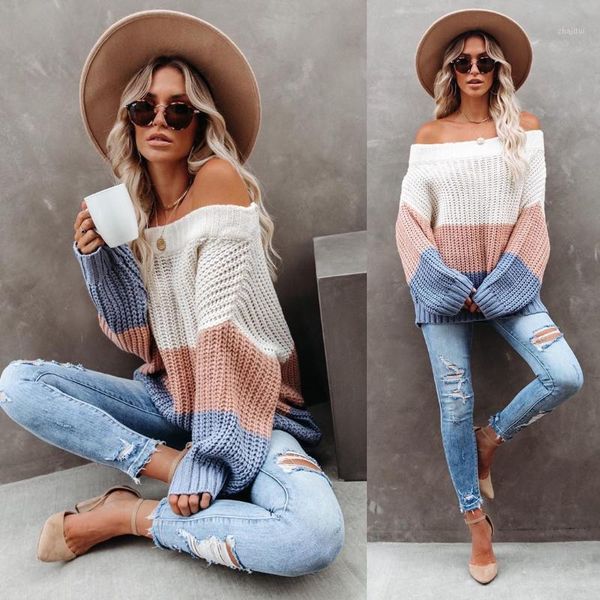 women's sweaters women off shoulder long sleeve knit sweater thicken color block ribbon knitwear, White;black
women's sweaters women off shoulder long sleeve knit sweater thicken color block ribbon knitwear, White;black