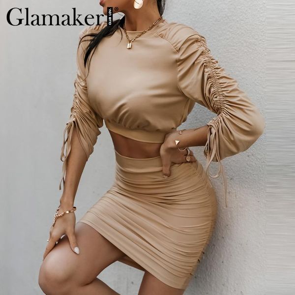 two piece dress glamaker suits long sleeve with shirring and pleated short elegant skirts women spring summer party club sets 2021, White
two piece dress glamaker suits long sleeve with shirring and pleated short elegant skirts women spring summer party club sets 2021, White