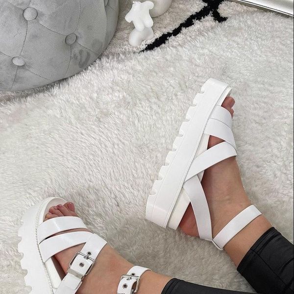 sandals 21 punk casual shoes women genuine leather buckle high heels platform fashion open toe gladiator wedges, Black
sandals 21 punk casual shoes women genuine leather buckle high heels platform fashion open toe gladiator wedges, Black