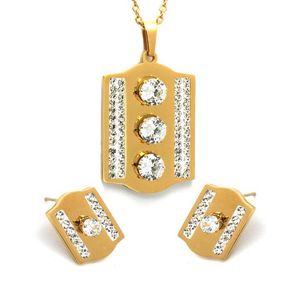 earrings & necklace 2021 stainless steel jewelry set crystal gold color chain party wedding valentine's gift, Silver
earrings & necklace 2021 stainless steel jewelry set crystal gold color chain party wedding valentine's gift, Silver