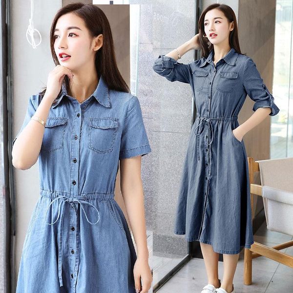 casual dresses fall spring women full sleeve cardigan loose denim dress , autumn korean style female summer pockets woman jeans, Black;gray
casual dresses fall spring women full sleeve cardigan loose denim dress , autumn korean style female summer pockets woman jeans, Black;gray