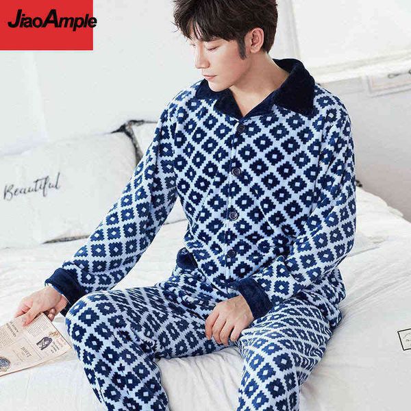 pajamas men's winter thick flannel long-sleeved trousers pijamas two-piece male plus size plaid sleepwear suit casual nightwear 211111, Black;brown
pajamas men's winter thick flannel long-sleeved trousers pijamas two-piece male plus size plaid sleepwear suit casual nightwear 211111, Black;brown