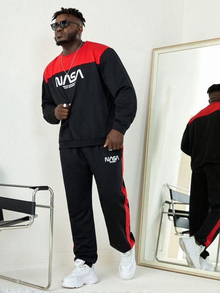 extended sizes men letter graphic colorblock sweatshirt & sweatpants h82l#, Gray
extended sizes men letter graphic colorblock sweatshirt & sweatpants h82l#, Gray