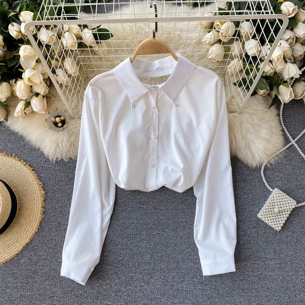 women's knits & tees ins fashion women white black shirt turn-down collar long sleeve button-up beading decoration backless loose
women's knits & tees ins fashion women white black shirt turn-down collar long sleeve button-up beading decoration backless loose