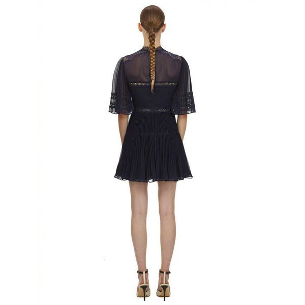 dresses runway self-portrait summer navy blue lace women o neck patchwork pleated half sleeve party, Black;gray
dresses runway self-portrait summer navy blue lace women o neck patchwork pleated half sleeve party, Black;gray