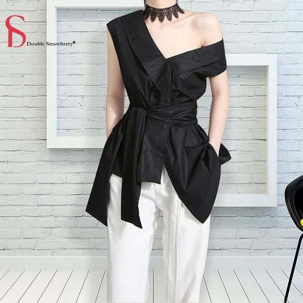 women's blouses & shirts double strawberry spring 2021 fashion strapless sleeveless shirt women half open collar irregular off shoulder, White
women's blouses & shirts double strawberry spring 2021 fashion strapless sleeveless shirt women half open collar irregular off shoulder, White