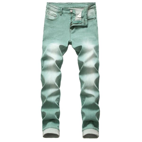 men's jeans green slim fit stretch denim pants men streetwear casual trousers elastic, Blue
men's jeans green slim fit stretch denim pants men streetwear casual trousers elastic, Blue