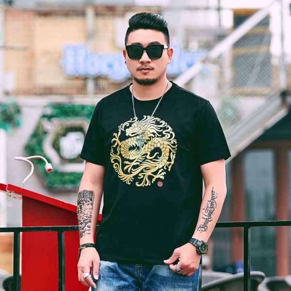 summer loose and fattening men's short sleeve fashion brand gilded china wind golden dragon t-shirt t1661-71, White;black
summer loose and fattening men's short sleeve fashion brand gilded china wind golden dragon t-shirt t1661-71, White;black