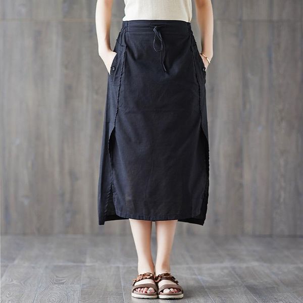 skirts oversized vintage cotton linen women 2021 summer high waist bandage knee-length female quality, Black
skirts oversized vintage cotton linen women 2021 summer high waist bandage knee-length female quality, Black